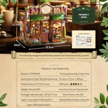CUTEROOM DIY Miniature House Kit-Fairy Tale Kingdom, Tiny Dollhouse Wooden Furniture Kit, Mini DIY Craft Kits Creative Room for Decoration Family Friends - Image 2