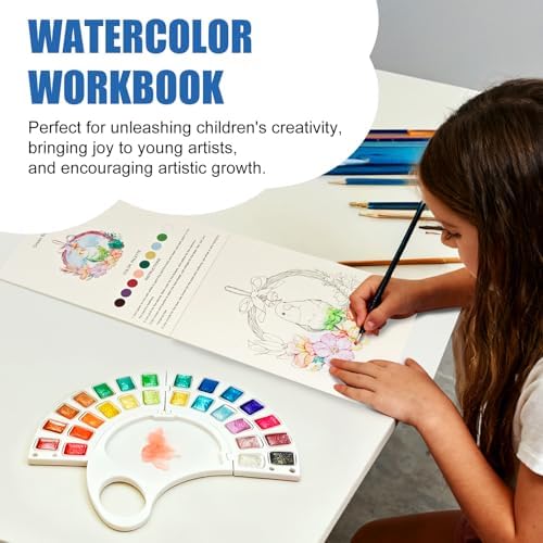 Watercolor Workbook, Water Coloring Book with 13 Pages 300GSM Paper, 26 Colors Watercolor Paint Set with Brush & Storage Bag, Beginner-Friendly Coloring Book for Adults，Birds Theme - Image 2