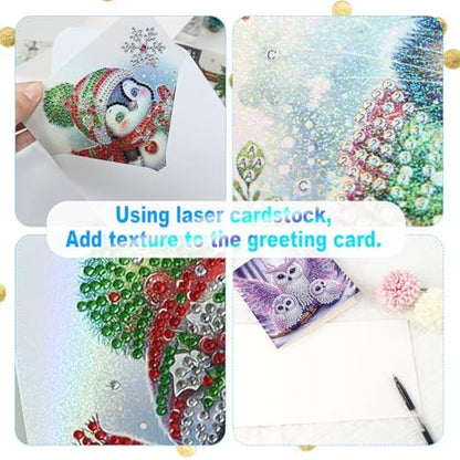 6 Pack Diamond Art Greeting Card Kits with Envelopes, Special Shaped Diamond Painting Cards, DIY Rhinestone Diamond Art Cards for Birthday Christmas Mother Day (Owl Mother and Owlet, 30x15cm) - Image 7