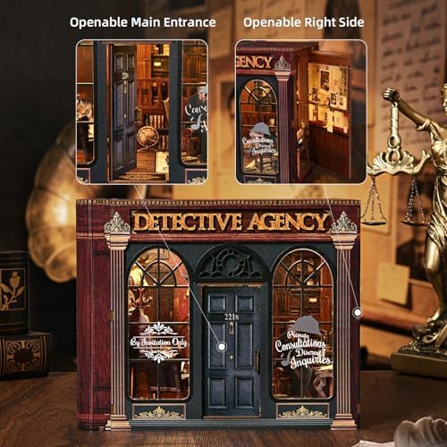 TOYQI Book Nook Kit for Adult, DIY Miniature Dollhouse Kit,Detective Agency - Image 3
