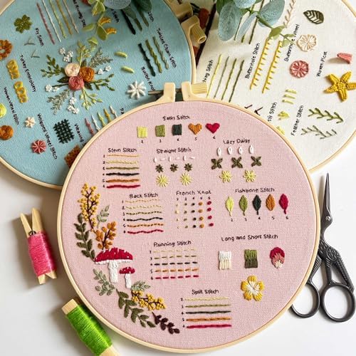 Myfilicity Embroidery Beginners Stitch Practice kit, 3 Embroidery Starter Kits, Learn 30 Different Stitching Techniques for Craft Enthusiasts to Hand-Stitch Fabric and Learn Embroidery Skills… - Image 5