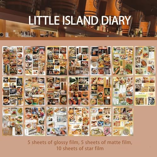 Japanese Food Sticker Book - 20 Sheets Kawaii Sushi Ramen Stickers for Journals, Planners, Scrapbooking & Water Bottles - Retro Izakaya Vibe Vinyl Decals (277 Pcs, Brown) - Image 3