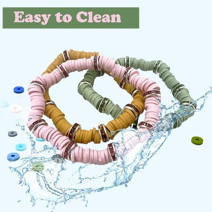3600 PCS 10 Strands Polymer Clay Beads for Jewelry Making, Vinyl Heishi Beads 6mm for Surfer Bracelets Necklace Making (Pale Pink) - Image 6