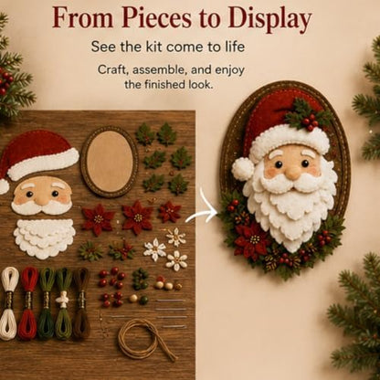 DIY Felt Santa Head Wall Decor Kit, Hanging Christmas Ornament, Fabric - Image 5