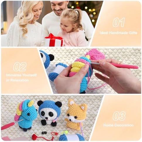 Autglint Fox Crochet Kit for Beginners, Amigurumi Animal DIY Knitting Kit with Step-by-Step Video Guides, Learn to Crochet Kit for Adults & Kids with Pre-Started Yarn - Orange Fox - Image 6
