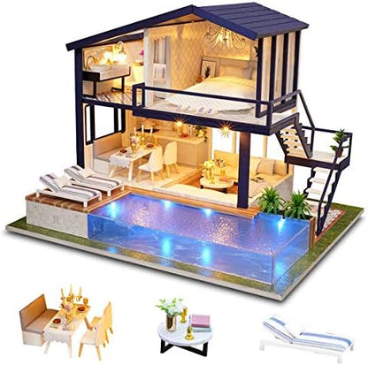 GuDoQi DIY Miniature Dollhouse Kit, Tiny House kit with Music, Miniature House Kit 1:24 Scale, Great Gift for Birthday Christmas Day, Time Apartment by GuDoQi