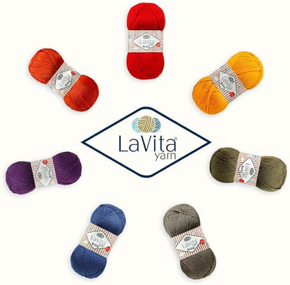 LaVita Baby Premium Anti-Pill Acrylic Yarn - 820 Yards, 3 x 3.5 oz - Warm, Airy Fiber with Silky Texture - Oeko-TEX Certified, Durable, Lightweight, Long-Lasting, Solid Pastel Colors - 3 Skeins Pack