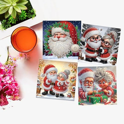 6Pcs Christmas Greeting Card DIY Diamond Art Painting Greeting Cards Blessing Folding Card Kit with White Envelopes Diamond Arts Crafts for Birthday Festival Gift-Santa Claus01 - Image 5