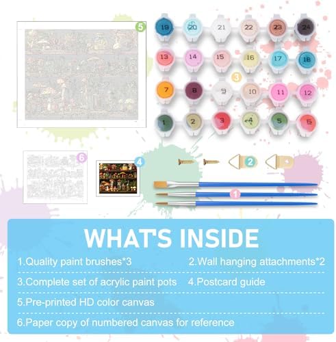 Paint by Numbers Kit for Adults, Mushroom DIY Acrylic Canvas Painting Set - Image 5