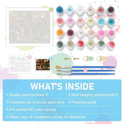 Paint by Numbers Kit for Adults, Mushroom DIY Acrylic Canvas Painting Set - Image 5