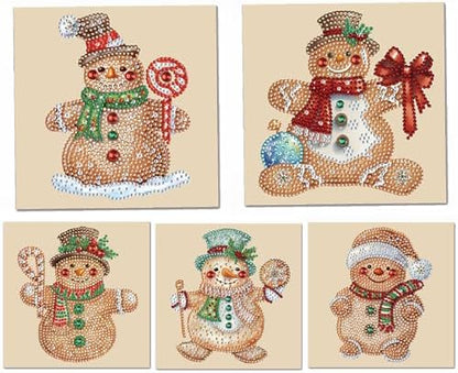 DIY Diamond Greeting Cards Set Christmas, 5D DIY Diamond Art Painting Greeting Card, DIY Christmas Card Making Kits for Family Friends Handmade Gift-#06-Gingerbread Man by Unknown