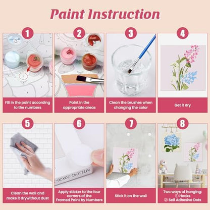 Genius maker Paint by Number for Adults Beginners, 4 Pack DIY Adult Paint by Number Kits on Canvas Framed, Flowers Color by Numbers Acrylic Oil Painting Number Kits Crafts for Home Wall Decor 8x8inch - Image 4