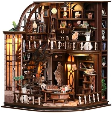 DIY Book Nook Kit with LED Light, Miniature Dollhouse, 3D Wooden Puzzle, Bookshelf Insert Decor Craft Gift (Bacchus Bookstore) by CloverClover