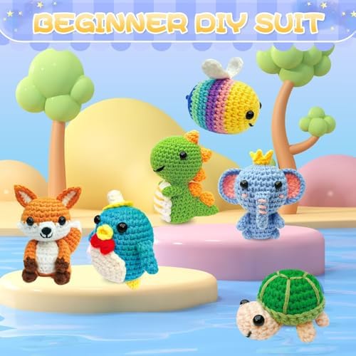 OLHKYN 6Pcs Crochet Kit for Beginners, 2026 DIY Craft for Adults, Great Gift for Crochet Lovers, Crocheting Animal Kits with Step by Step Videos,Yarn,Crochet Hook,Birthday Holiday Gift - Image 7