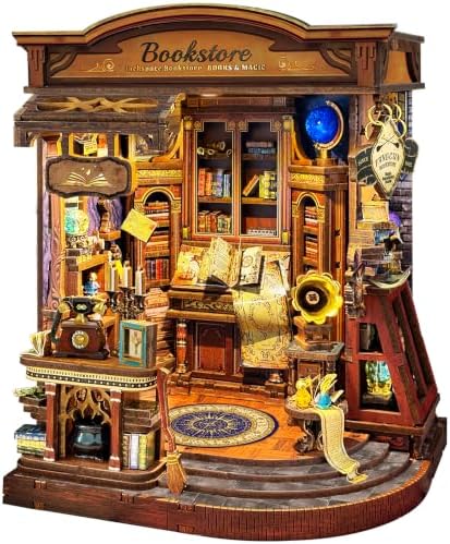 Book Nook Kit DIY Miniature House 3D Wooden Puzzle - Inchspace Bookstore by Homedecorexpert