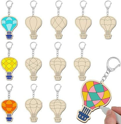 RattanView 24 Pcs Hot Air Balloon Craft Color Your Own Keychains by RattanView