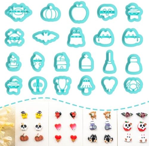 Tainsky Halloween Polymer Clay Cutters, 22 Shapes Halloween Studs Clay Earrings Cutters (Studs-B) by Tainsky