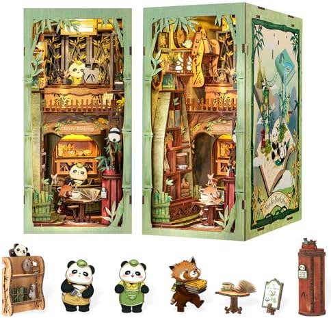 Fsolis Book Nook Kit, Miniature Booknook Panda Bookshop by FsolisDIYDollhouse