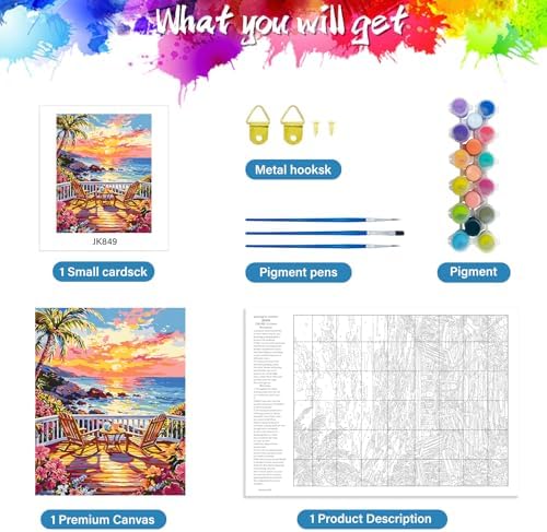 ZTOTZ Paint by Numbers Kit for Adults Sunset Landscape Art 16x20 Home Decor - Image 5