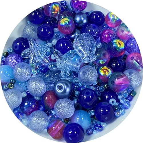 Assorted Glass Resin Beads Multi Size Colors Smooth Cracked Gravel Millet Spacer Beads for Bracelets Necklace Earring DIY Jewelry Making Craft(Indigo Blue Series) by ChooseBeadsChooseHonkoolly