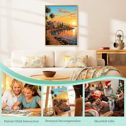 Paint by Numbers Kit for Adults, Sunset DIY Painting Kit, 16x20 Inch - Image 7