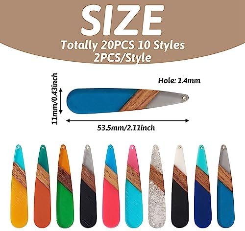 FASHEWELRY 20Pcs Teardrop Resin Wood Earrings Charms Drop Wooden Earring Blanks Earring Findings Bohemian Wooden Earring Pieces for Jewelry Making - Image 2