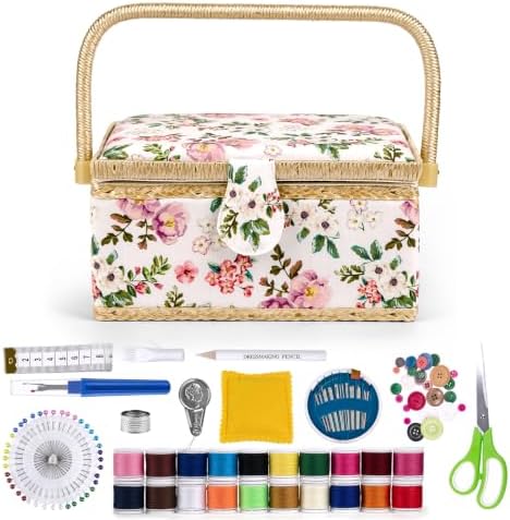 MKNZOME Sewing Box with Supplies Kit for Women, Complete Accessories by MKNZOME