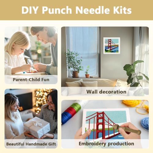 DOODLREAM San Francisco Bridge Punch Needle Kit for Beginner 9.4" x 9.4" - Image 4