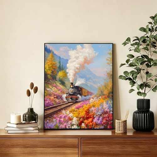 AUKELHJ Paint by Numbers Kit for Adults Beginner, Train, 16X20 Inch - Image 2