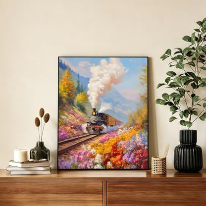 AUKELHJ Paint by Numbers Kit for Adults Beginner, Train, 16X20 Inch - Image 2