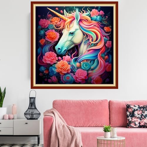 Redxing Stamped Cross Stitch Kits Embroidery kit for Beginners Adults Full Range of Embroidery Patterns Starter Kits DIY Printed Cross Stitch Kits Needlepoint Kits 11CT-Unicorn Flower 18x18 inchs - Image 2