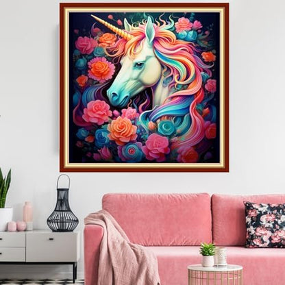 Redxing Stamped Cross Stitch Kits Embroidery kit for Beginners Adults Full Range of Embroidery Patterns Starter Kits DIY Printed Cross Stitch Kits Needlepoint Kits 11CT-Unicorn Flower 18x18 inchs - Image 2