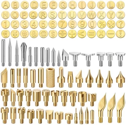 AOZUO 109 Pcs Wood Burning Tips, Wood Burning Tip Set Including Woods Burnings Letters Numbers Symbol Woods Burnings Tip for Wooden Burner DIY Embossing Wooden Burn Carving Crafts by Unknown