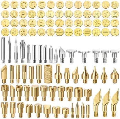 AOZUO 109 Pcs Wood Burning Tips, Wood Burning Tip Set Including Woods Burnings Letters Numbers Symbol Woods Burnings Tip for Wooden Burner DIY Embossing Wooden Burn Carving Crafts by Unknown