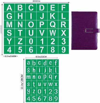 JAJADO Letter Stencils Symbol Numbers Stencils Paint Kit 14pcs, 5 Pcs Reusable Alphabet Templates, 3 Pcs Mini Squeegees, 6 Jars Chalk Paste Paint for Wood, Gift and Card Making, Fabric, Rock, Sign - Image 2