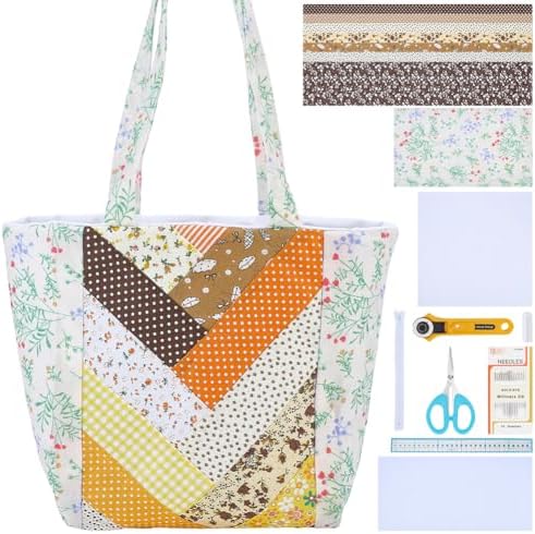 WEBEEDY DIY Quilt Tote Bag Kit for Adult Beginners Handmade Small Shoulder Bag Kit with Video Tutorial,9 Styles Fabrics,Quilting Tools for DIY Sewing Patchwork Craft Valentine's Day Birthday Gift by WEBEEDY