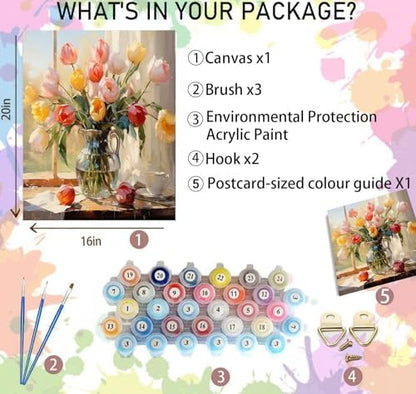 Arttoplus Flower Paint by Numbers Kit for Adults Canvas 16x20inch - Image 2