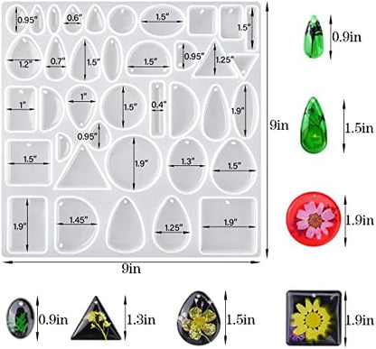 Resin Jewelry Molds for Casting - Silicone Molds for Epoxy Resin, Pendant Mold for DIY Gem Cabochon, Earring, Necklace Jewelry Making - Image 2