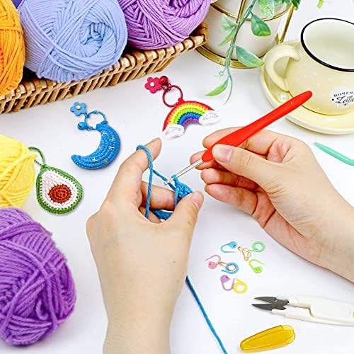 Crochet Yarn Kit for Beginners Adults and Kids, Includes 1650 Yards 30 Colors Acrylic Skeins, User Manual, Hooks, Pink Bag etc, Make Amigurumi & Crocheting Projects, Starter Set for Professionals - Image 7