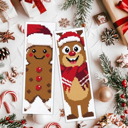 ACRNIGHEET 6PCS Christmas Cross Stitch Bookmark Kit for Beginner Stamped Cross Stitch Kits for Adults DIY Embroidery Bookmark Kits with English Instructions Hand Craft Gift 8.5''x3'' 11CT - Image 5