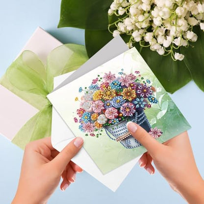 Diamond Art Cards with Envelopes–6PCS DIY Diamond Painting Greeting Cards Kit | Card Making Kit with Bling for Adults & Beginners | Birthday,Holiday & Thank You Cards (Flowers) - Image 3