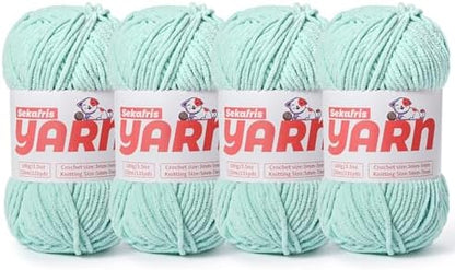 4 Pack Plush Chunky Chenille Yarn for Crocheting, Soft Fluffy Velvet Yarn for Crocheting Amigurumi, Fuzzy Baby Blanket Knitting 400g/524yds Bulky(4 Aqua Green) by Sekafris