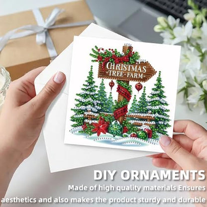 6 Pack 5D DIY Diamond Art Painting Christmas Greeting Card Kit, Diamond Art Birthday Holiday Greeting Card, Crafts Kit Creative with Envelope - Image 2