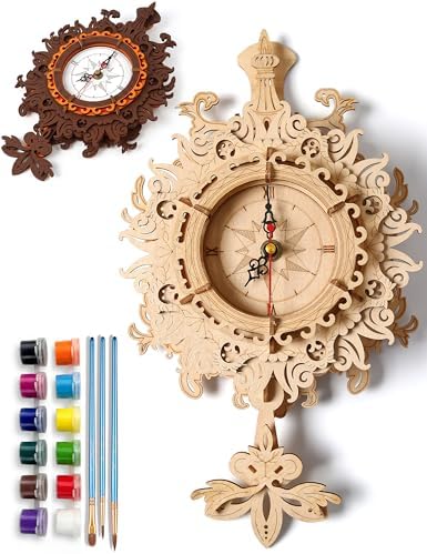 BOOZUU 3D Wooden Vintage Mechanical Wall Clock Puzzle for Adults by BOOZUU