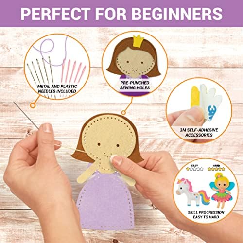 Craftorama Sewing Kit for Kids, Fun and Educational Fairytale Craft Set for Boys and Girls Age 7-12, Sew Your Own Felt Animals Craft Kit for Beginners, 165 Piece Set - Image 4