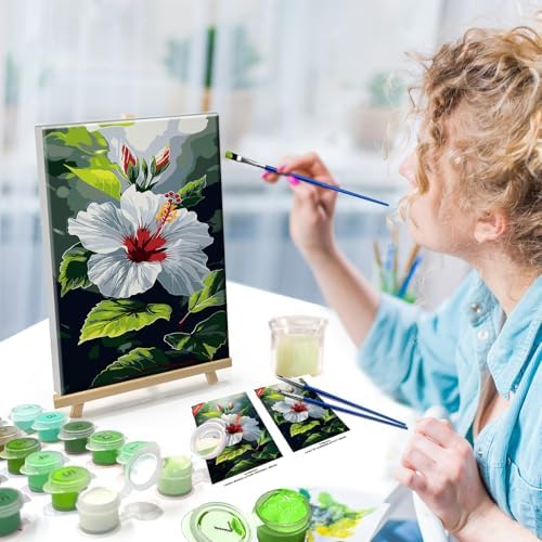 ATDMS Paint by Numbers Kit for Adults Flowers Paint by Numbers with Frame DIY Floral Paint by Number with Easel Adult Paint by Number Kits on Canvas Framed for Gift Home Wall Decor 8x12 Inch - Image 4