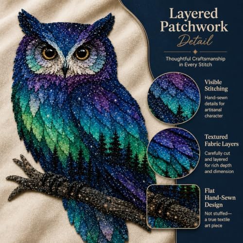 Northern Lights Animal Embroidery Kit DIY Fabric Patchwork Craft Set (OWL) - Image 4