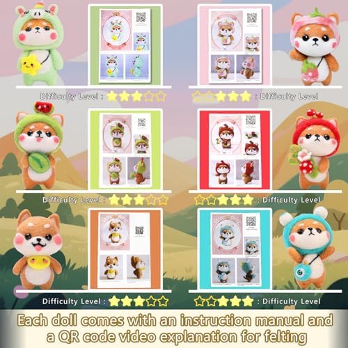 KIDS KING Needle Felting Kit for Beginners & Adults – 6 Piece of Shiba Inu Plush Dolls DIY with Instruction, Material Tools: Wool, Needles, Felting Pad, Arts & Craft Set for Handicraft Beginners - Image 4