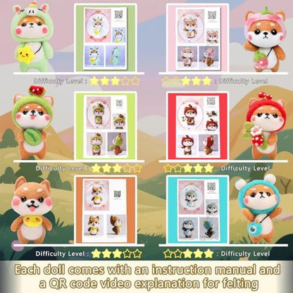 KIDS KING Needle Felting Kit for Beginners & Adults – 6 Piece of Shiba Inu Plush Dolls DIY with Instruction, Material Tools: Wool, Needles, Felting Pad, Arts & Craft Set for Handicraft Beginners - Image 4