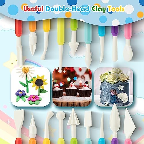 UUSYCUN 9PCS Clay Tools for Kids & Adult, UUSYCUN Plastic Air Dry Clay Tool Kit, Double-Head Sculpting Tools for Pottery, Polymer, Air Dry Clay, Modeling, Shaping, Cake Decoration - Image 4